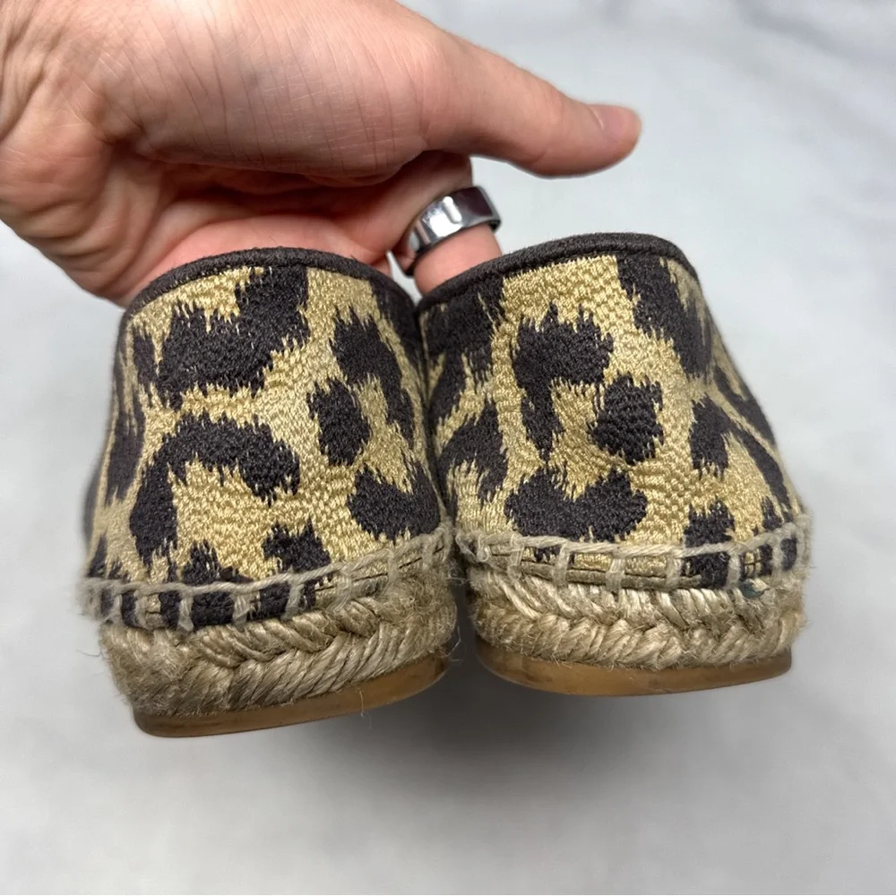 Christian Dior Granville Leopard Jacquard Logo Flat Espadrille Sandal Shoes 37.5